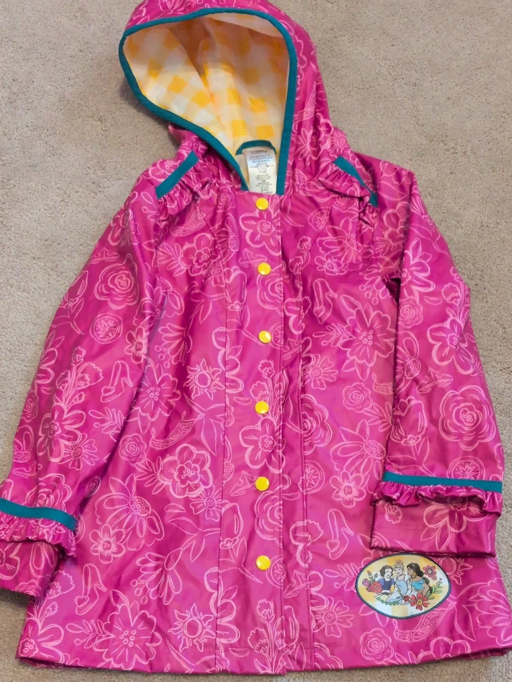 Disney - Kids Waterproof Pink Floral Hooded Jacket